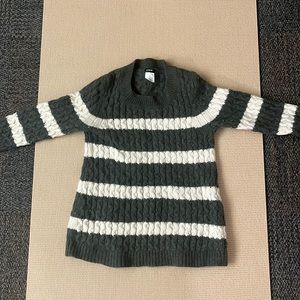 J crew striped grey 3/4 sleeve 100% merino wool sweater